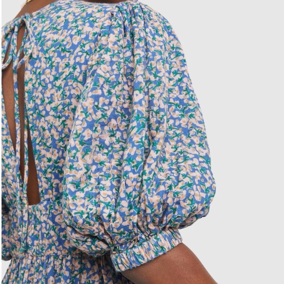 NWT MIRTH CAFTAN Perth Backless Short Dress Blueberry Print - Small - Picture 3 of 13